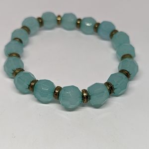 Vintage light blue beaded stretch bracelet